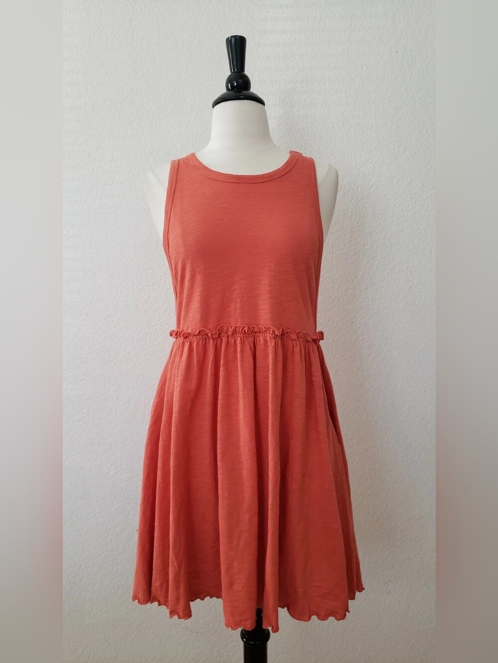 Sleeveless Rust Orange Casual Fit-and-Flare Dress